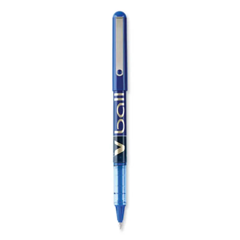 VBall Liquid Ink Rollerball Pen, Stick, Fine 0.7 mm, Blue Ink, Blue/Clear Barrel, Dozen - Pens | Pilot