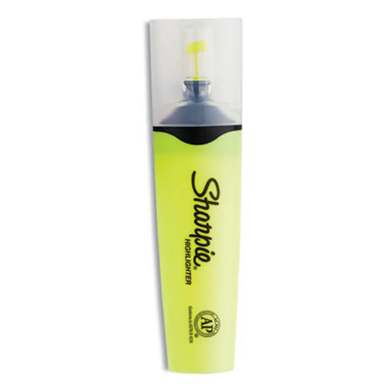 Clearview Tank-Style Highlighter, Yellow Ink, Chisel Tip, Yellow/Black/Clear Barrel, 3/Pack - Highlighters | Sharpie