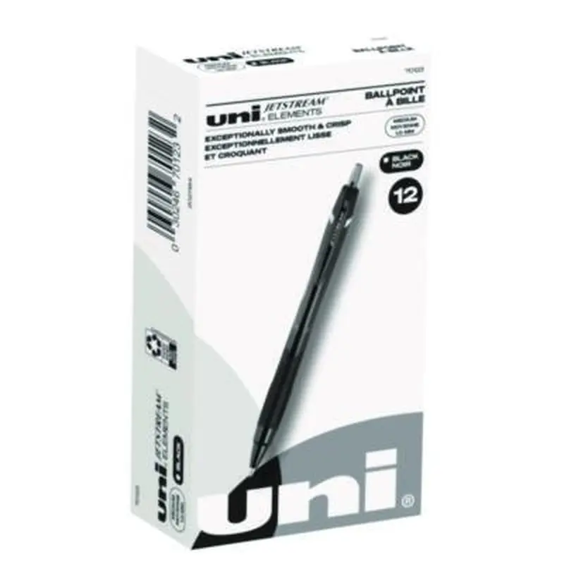 Jetstream Elements Hybrid Gel Pen, Retractable, Medium 1 mm, Black Ink, Translucent Black/Black Barrel, Dozen - Pens | uniball