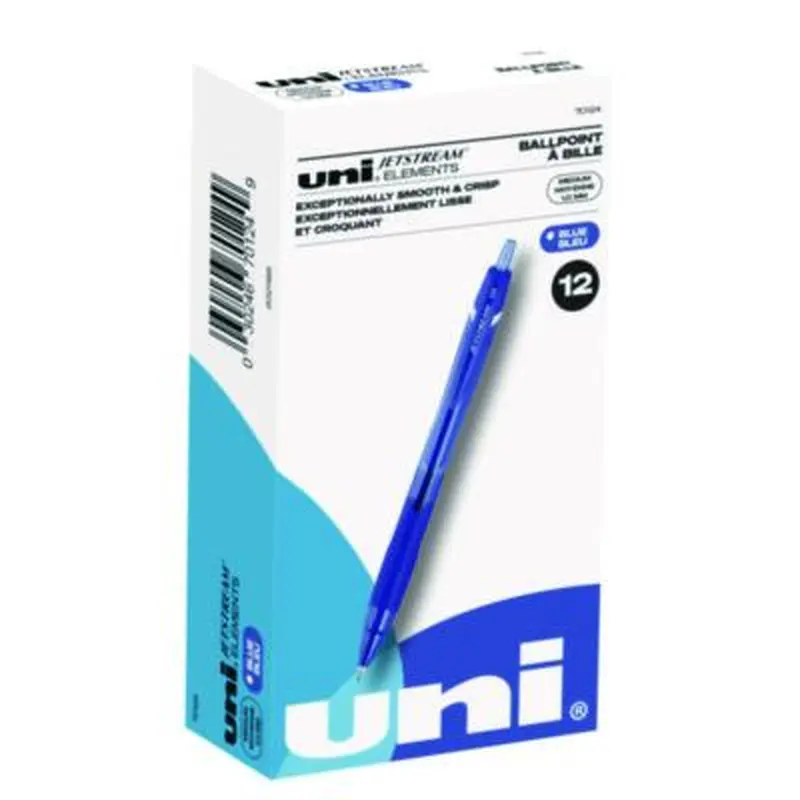 Jetstream Elements Hybrid Gel Pen, Retractable, Medium 1 mm, Blue Ink, Translucent Blue/Blue Barrel, Dozen - Pens | uniball