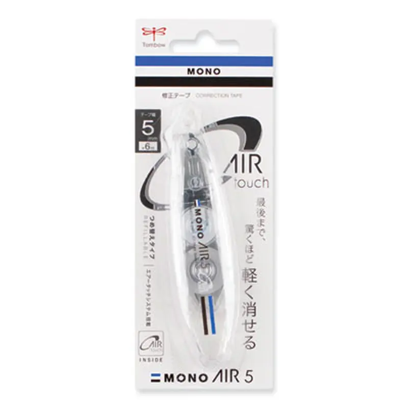 MONO Air Pen-Style Correction Tape, Refillable, 0.19" x 19.67 ft, White Tape, Clear Dispenser - Correction Tapes | Tombow