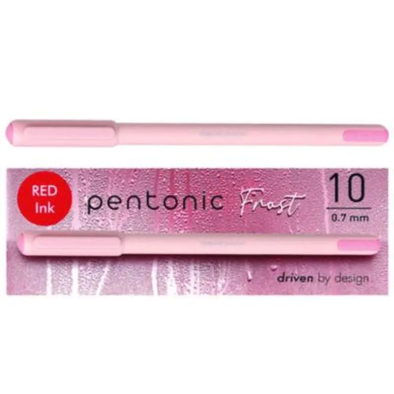 PENTONIC Gel Pen, Stick, Fine 0.7 mm, Red Ink, Pale Pink Barrel, 10/Pack - Pens | TOPS