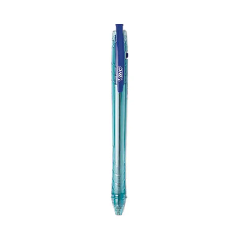 ReVolution Ocean Bound Ballpoint Pen, Retractable, Medium 1 mm, Blue Ink, Translucent Blue Barrel, Dozen - Pens | BIC