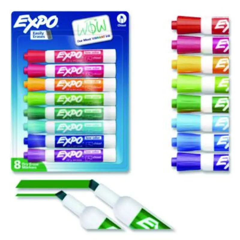 Dry Erase Marker, Broad Chisel Tip, Assorted Colors, 8/Pack - Board Markers | EXPO