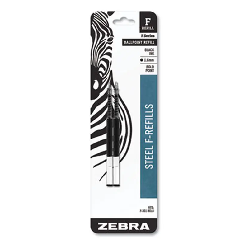 F-Refill for Zebra F-Series Ballpoint Pens, Bold Conical Tip, Black Ink, 2/Pack - Pen & Marker Refills | Zebra