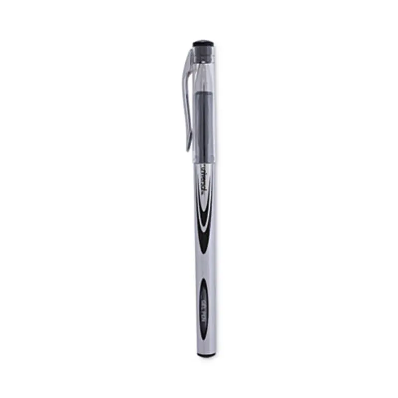 Gel Pen, Stick, Medium 0.7 mm, Black Ink, Silver/Black Barrel, Dozen - Pens | Universal
