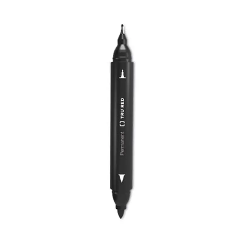 Permanent Marker, Pen-Style Twin-Tip, Extra-Fine/Fine Bullet/Needle Tips, Black, 4/Pack - Markers | TRU RED