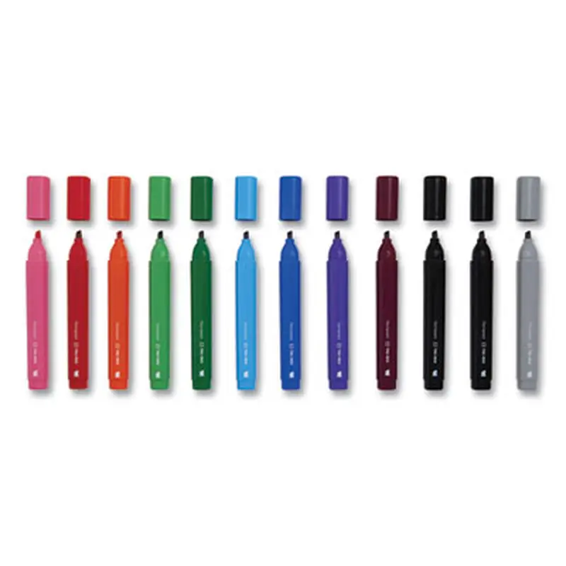 Permanent Marker, Tank-Style, Medium Chisel Tip, Assorted Colors, 12/Pack - Markers | TRU RED