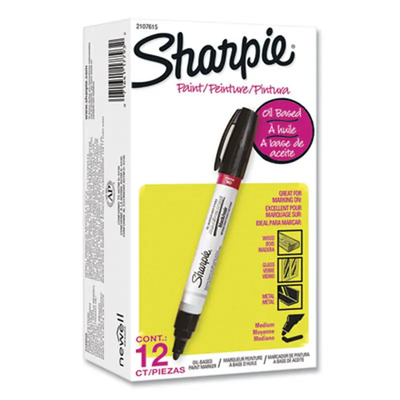 Permanent Paint Marker, Medium Bullet Tip, Black, Dozen - Markers | Sharpie