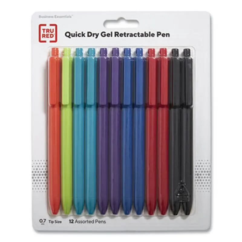 Quick Dry Gel Pen, Retractable, Fine 0.5 mm, Assorted Ink and Barrel Colors, 5/Pack - Pens | TRU RED