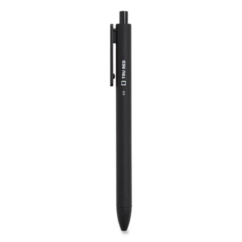Quick Dry Gel Pen, Retractable, Fine 0.5 mm, Black Ink, Black Barrel, Dozen - Pens | TRU RED