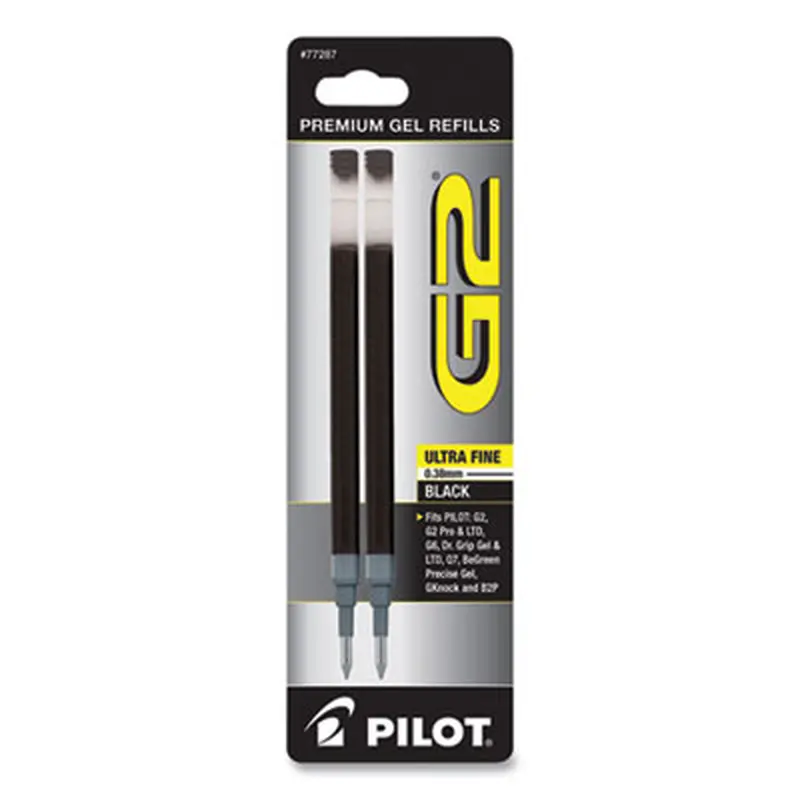 Refill for Pilot G2 Gel Ink Pens, Ultra-Fine Conical Tip, Black Ink, 2/Pack - Pen & Marker Refills | Pilot