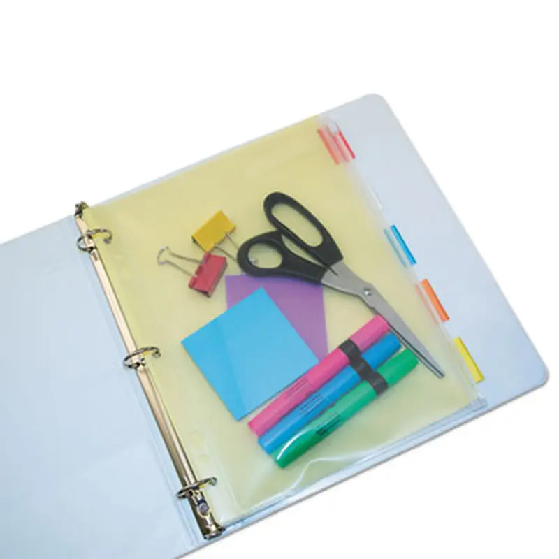 Zip-All Ring Binder Pocket, 2- to 7-Hole Punched, 8.5" x 11", Clear - Pencil Pouches & Boxes | Angler's