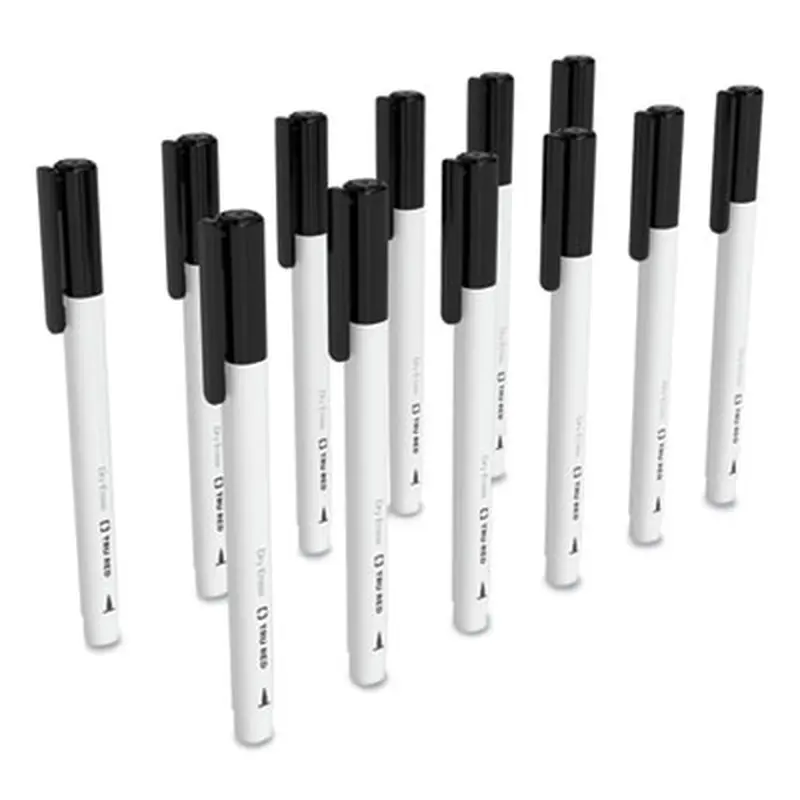 Dry Erase Marker, Pen-Style, Extra-Fine Bullet Tip, Black, Dozen - Board Markers | TRU RED