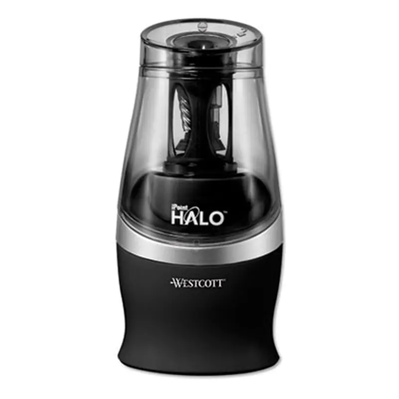 Halo Colored Pencil Non-Stick Electric Sharpener, AC-Powered, 3.5 x 6.75, Black/Silver - Pencil & Crayon Sharpeners | Westcott