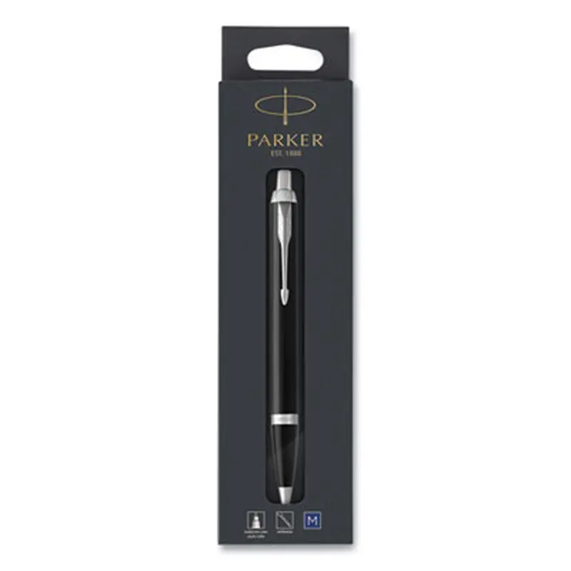 IM Ballpoint Pen, Retractable, Medium 0.7 mm, Blue Ink, Black/Chrome Barrel - Pens | Parker