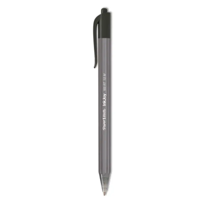 InkJoy 100 RT Ballpoint Pen, Retractable, Medium 1 mm, Black Ink, Smoke/Black Barrel, 20/Pack - Pens | Paper Mate