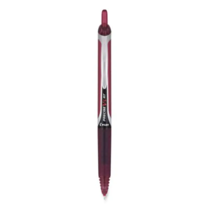 Precise V5RT Rollerball Pen, Retractable, Extra-Fine 0.5 mm, Burgundy Ink, Burgundy/Silver Barrel, Dozen - Pens | Pilot