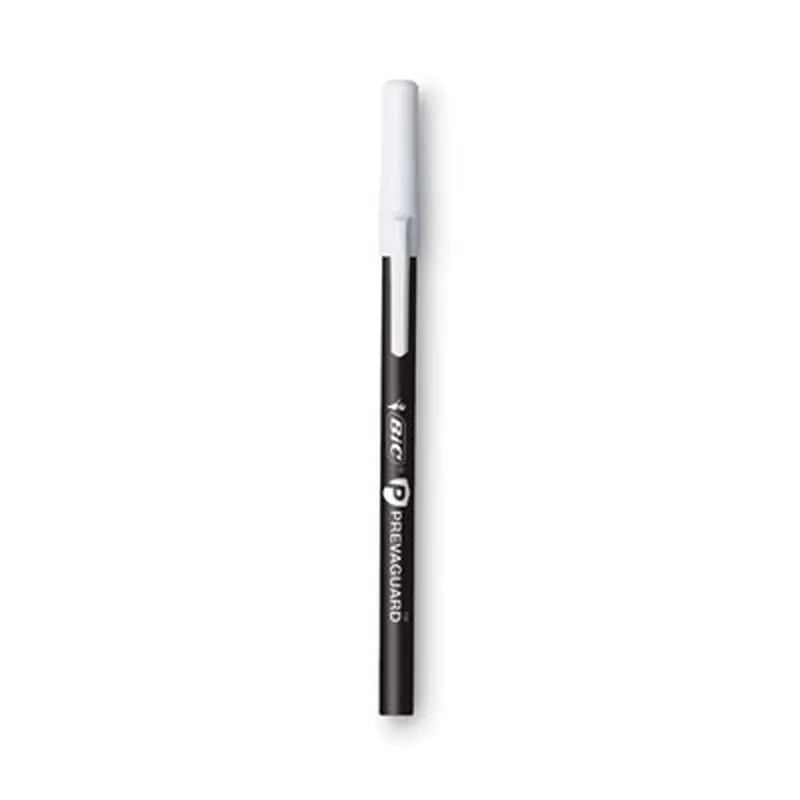 PrevaGuard Round Stic Ballpoint Pen, Stick, Medium 1 mm, Black Ink, Black Barrel, Dozen - Pens | BIC