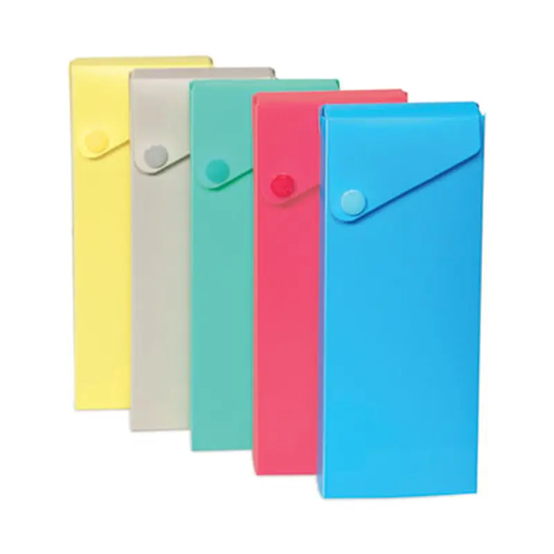 Slider Pencil Case, 2.88" x 0.6" x 9.5" to 11.43", Assorted Colors, 24/Carton - Pencil Pouches & Boxes | C-Line