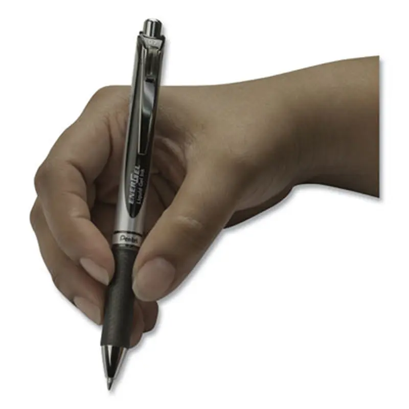 EnerGel RTX Gel Pen, Retractable, Medium 0.7 mm, Black Ink, Black/Gray Barrel, 6/Pack - Pens | Pentel