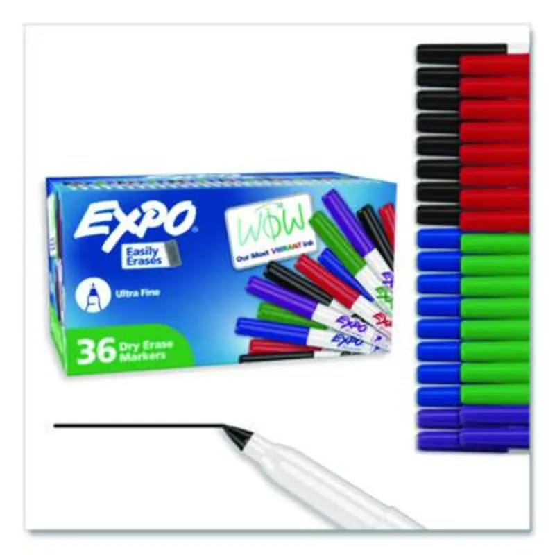 Low-Odor Dry Erase Marker Office Value Pack, Extra-Fine Bullet Tip, Assorted Colors, 36/Pack - Board Markers | EXPO