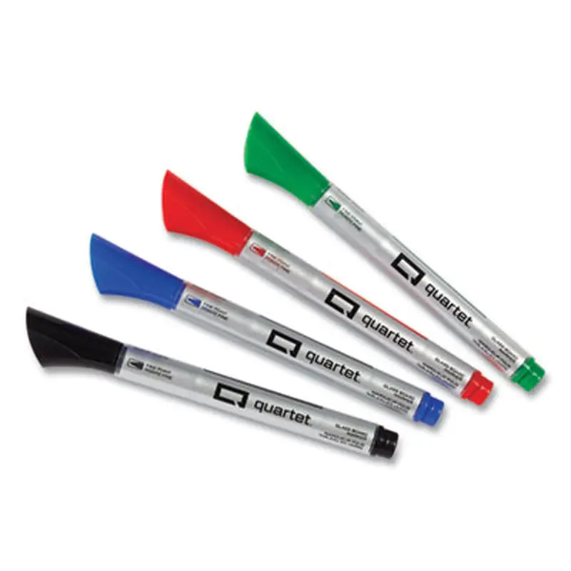 Premium Glass Board Dry Erase Marker, Fine Bullet Tip, Assorted Colors, 4/Pack - Board Markers | Quartet