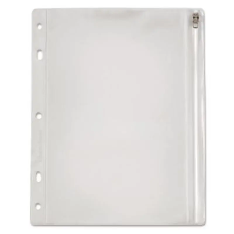 Zipper Binder Pocket, 2- to 5-Hole Punched, 8" x 10.5", Clear - Pencil Pouches & Boxes | Oxford