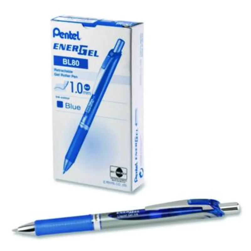 EnerGel RTX Gel Pen, Retractable, Bold 1 mm, Blue Ink, Blue/Gray Barrel, Dozen - Pens | Pentel