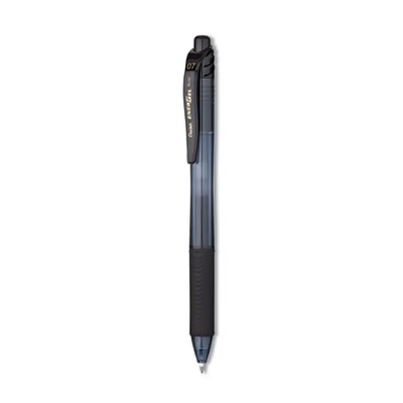 EnerGel-X Gel Pen, Retractable, Medium 0.7 mm, Black Ink, Smoke/Black Barrel, 5/Pack - Pens | Pentel