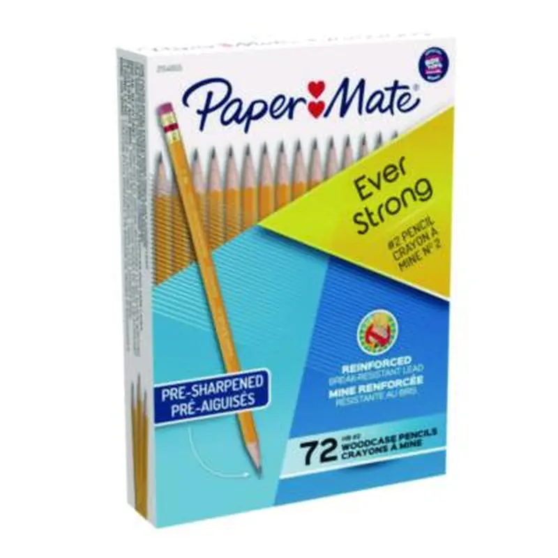 EverStrong #2 Pencils, HB (#2), Black Lead, Yellow Barrel, 72/Box - Pencils | Paper Mate