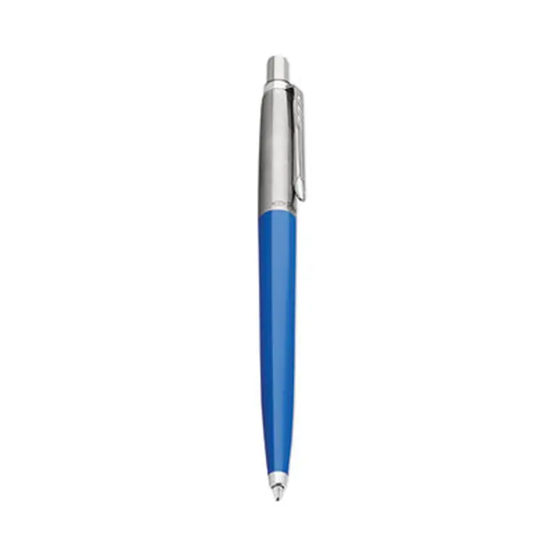 Jotter Ballpoint Pen, Retractable, Medium 0.7 mm, Blue Ink, Royal Blue/Chrome Barrel - Pens | Parker