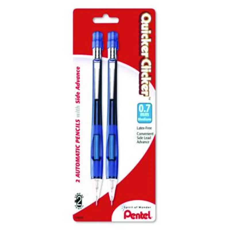 Quicker Clicker Mechanical Pencil, 0.7 mm, HB (#2), Black Lead, Blue Barrel, 2/Pack - Pencils | Pentel