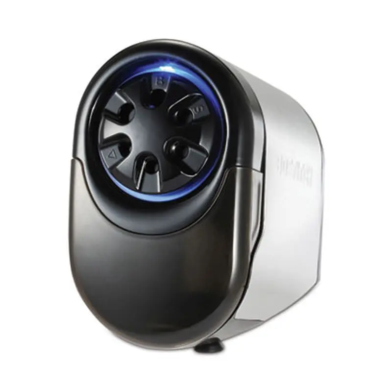 QuietSharp Glow Classroom Electric Pencil Sharpener, AC-Powered, 6.13 x 10.69 x 9, Silver/Black - Pencil & Crayon Sharpeners | Bostitch