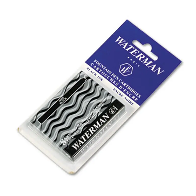 Refill Cartridge for Waterman Fountain Pens, Black Ink, 8/Pack - Pen & Marker Refills | Waterman