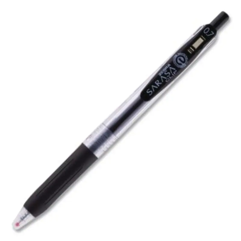 Sarasa Clip Gel Pen, Retractable, Medium 0.7 mm, Black Ink, Clear/Black Barrel, 12/Pack - Pens | Zebra