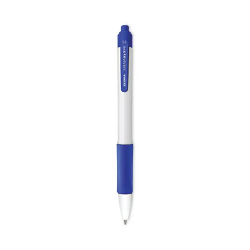 Sarasa Dry X20  Gel Pen with Antimicrobial Product Protection, Retractable, Fine 0.7 mm, Blue Ink, White/Blue Barrel, Dozen - Pens | Zebra