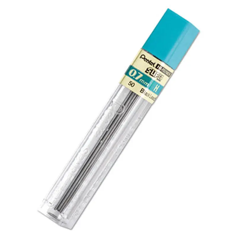 Super Hi-Polymer Lead Refills, 0.7 mm, H, Black, 12/Tube - Pencil Lead | Pentel