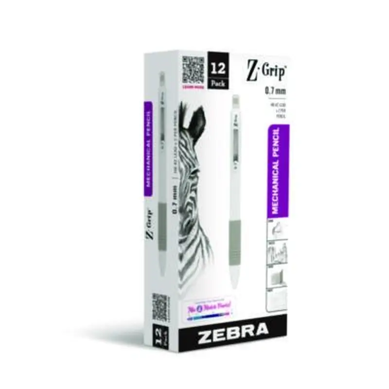 Z-Grip Plus Mechanical Pencil, 0.7, (#2), Black Lead, White Barrel, Dozen - Pencils | Zebra