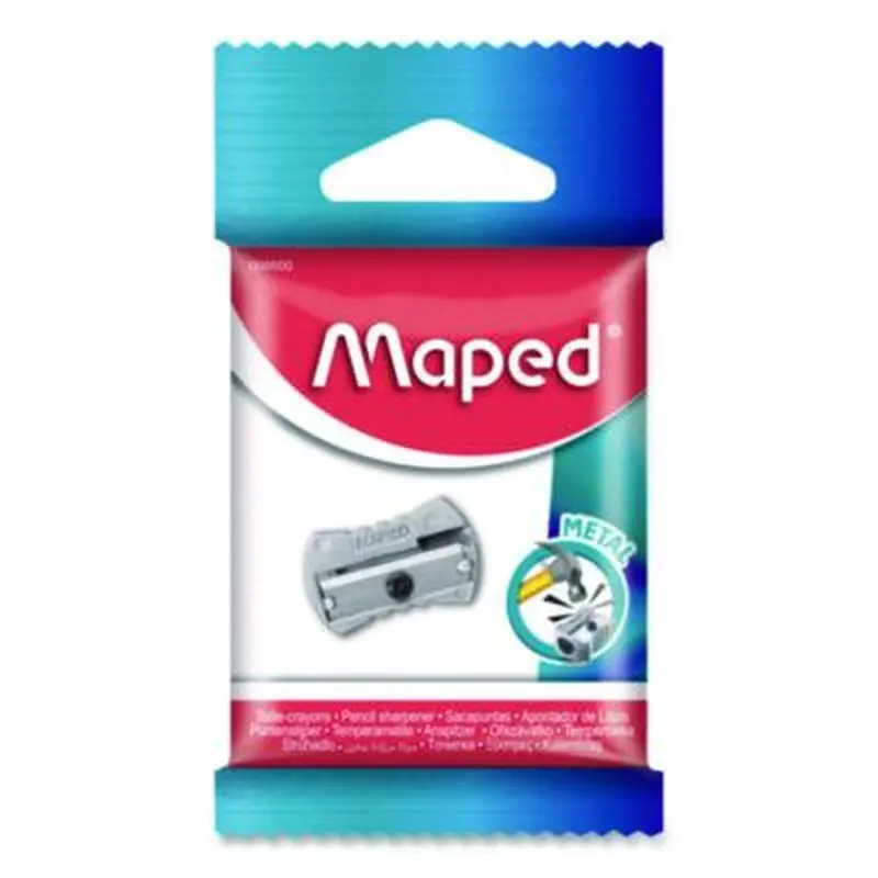 Classic 1-Hole Metal Pencil Sharpener, 2.26 x 0.49 x 4.33, Silver - Pencil & Crayon Sharpeners | Maped Helix