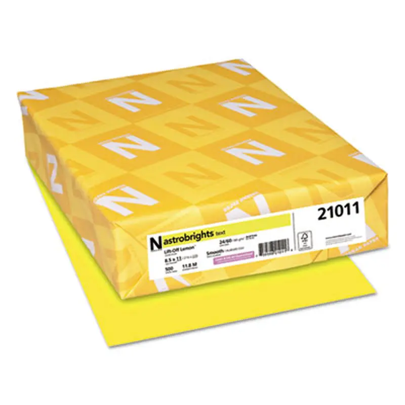 Color Paper, 24 lb Bond Weight, 8.5 x 11, Lift-Off Lemon, 500/Ream - Copy Paper | Astrobrights