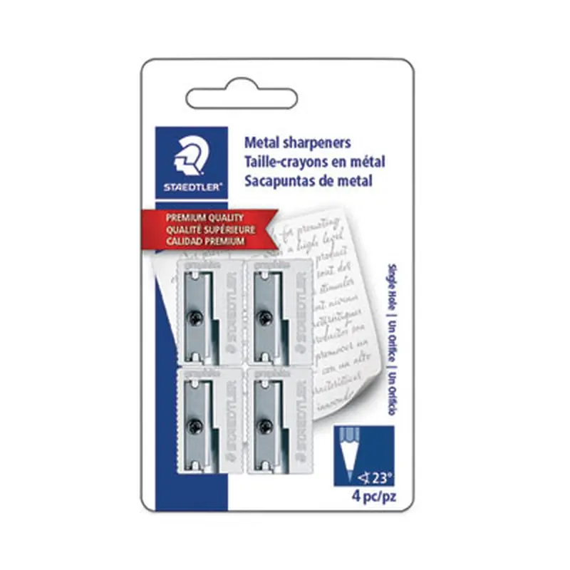 Handheld Metal Pencil Sharpener, 1.13 x 0.63 x 0.5, Silver, 4/Pack - Pencil & Crayon Sharpeners | Staedtler