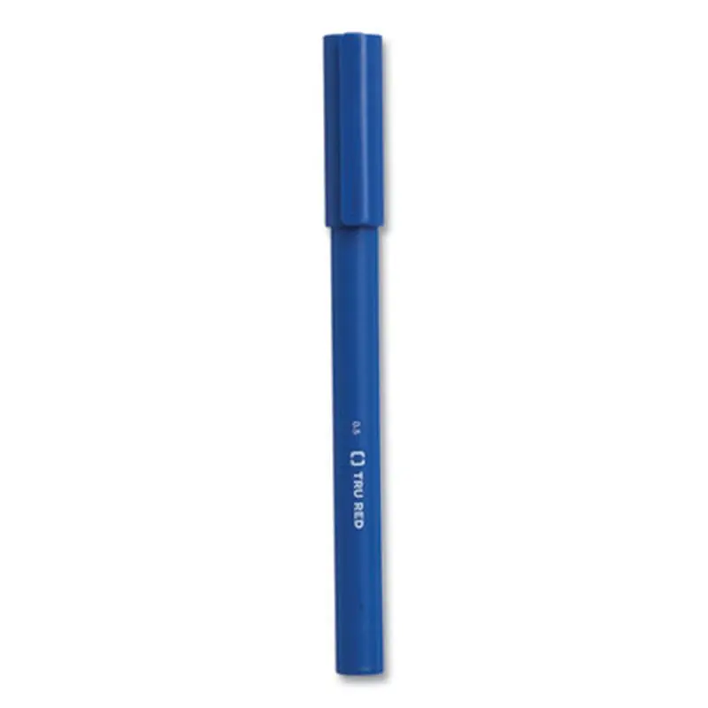 Quick Dry Gel Pen, Stick, Fine 0.5 mm, Blue Ink, Blue Barrel, Dozen - Pens | TRU RED