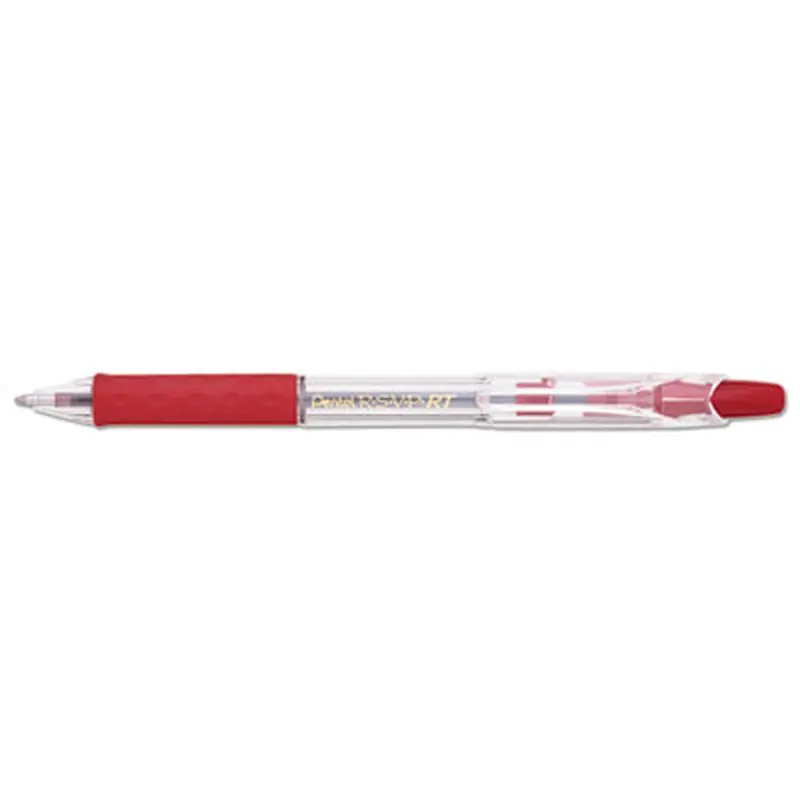 R.S.V.P. RT Ballpoint Pen, Retractable, Medium 1 mm, Red Ink, Clear Barrel, Dozen - Pens | Pentel
