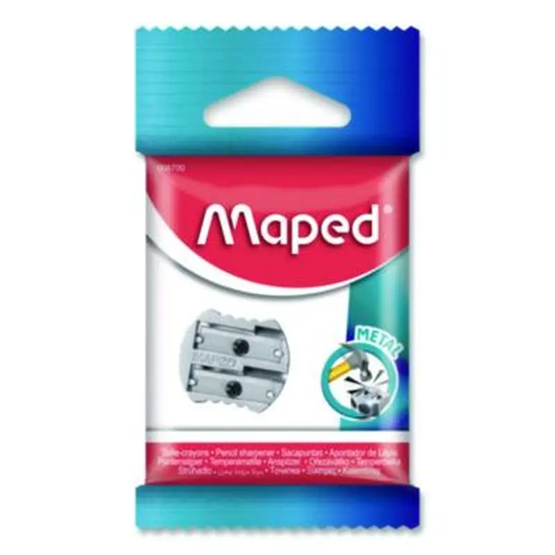 Classic 2-Hole Metal Pencil Sharpener, 2.56 x 0.67 x 4.92, Silver - Pencil & Crayon Sharpeners | Maped Helix