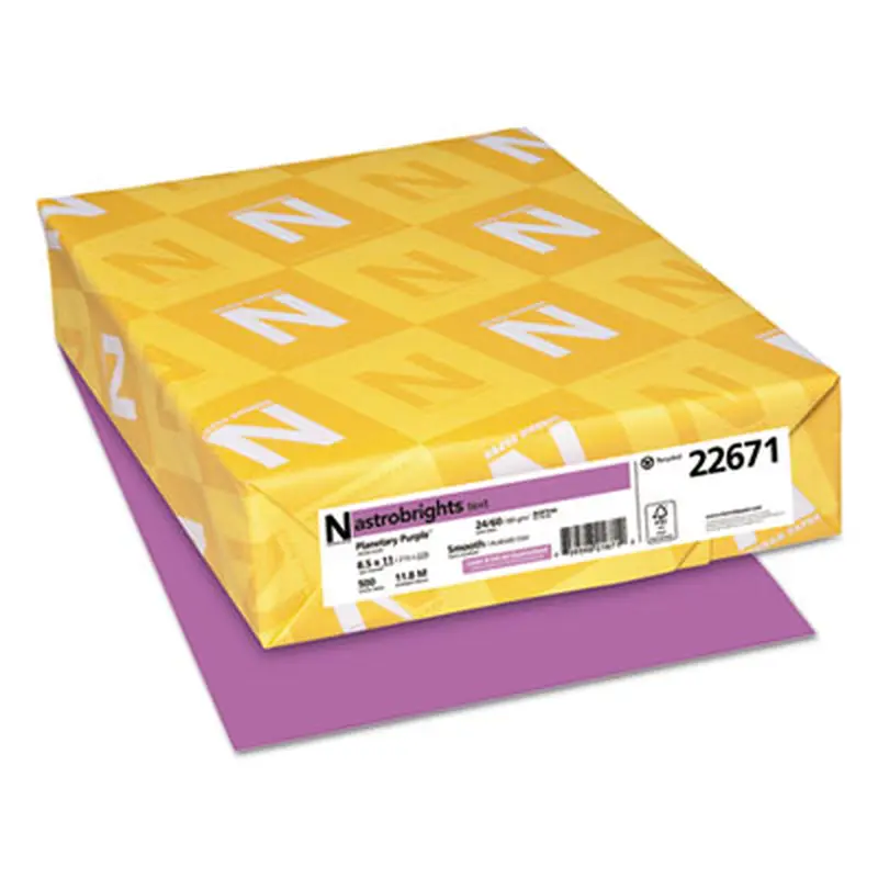 Color Paper, 24 lb Bond Weight, 8.5 x 11, Planetary Purple, 500 Sheets/Ream - Copy Paper | Astrobrights