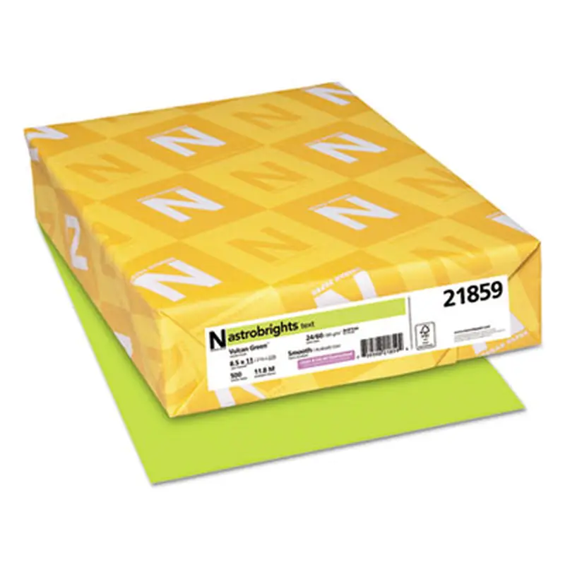 Color Paper, 24 lb Bond Weight, 8.5 x 11, Vulcan Green, 500/Ream - Copy Paper | Astrobrights
