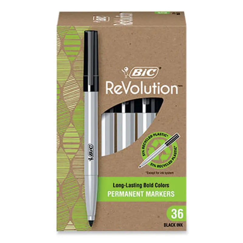 ReVolution Permanent Markers, Fine Bullet Tip, Black, 36/Pack - Markers | BIC