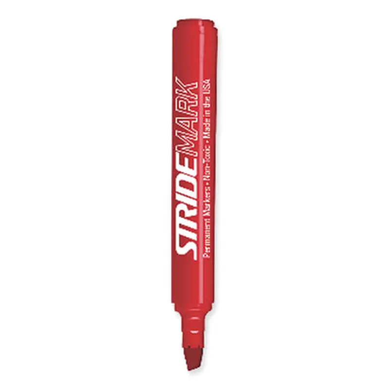 StrideMark Permanent Marker, Fine Bullet Tip, Red, 12/Pack - Markers | Stride