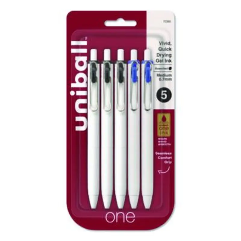 uniONE Gel Pen, Retractable, Medium 0.7 mm, Assorted Business Ink and Barrel Colors, 5/Pack - Pens | uniball